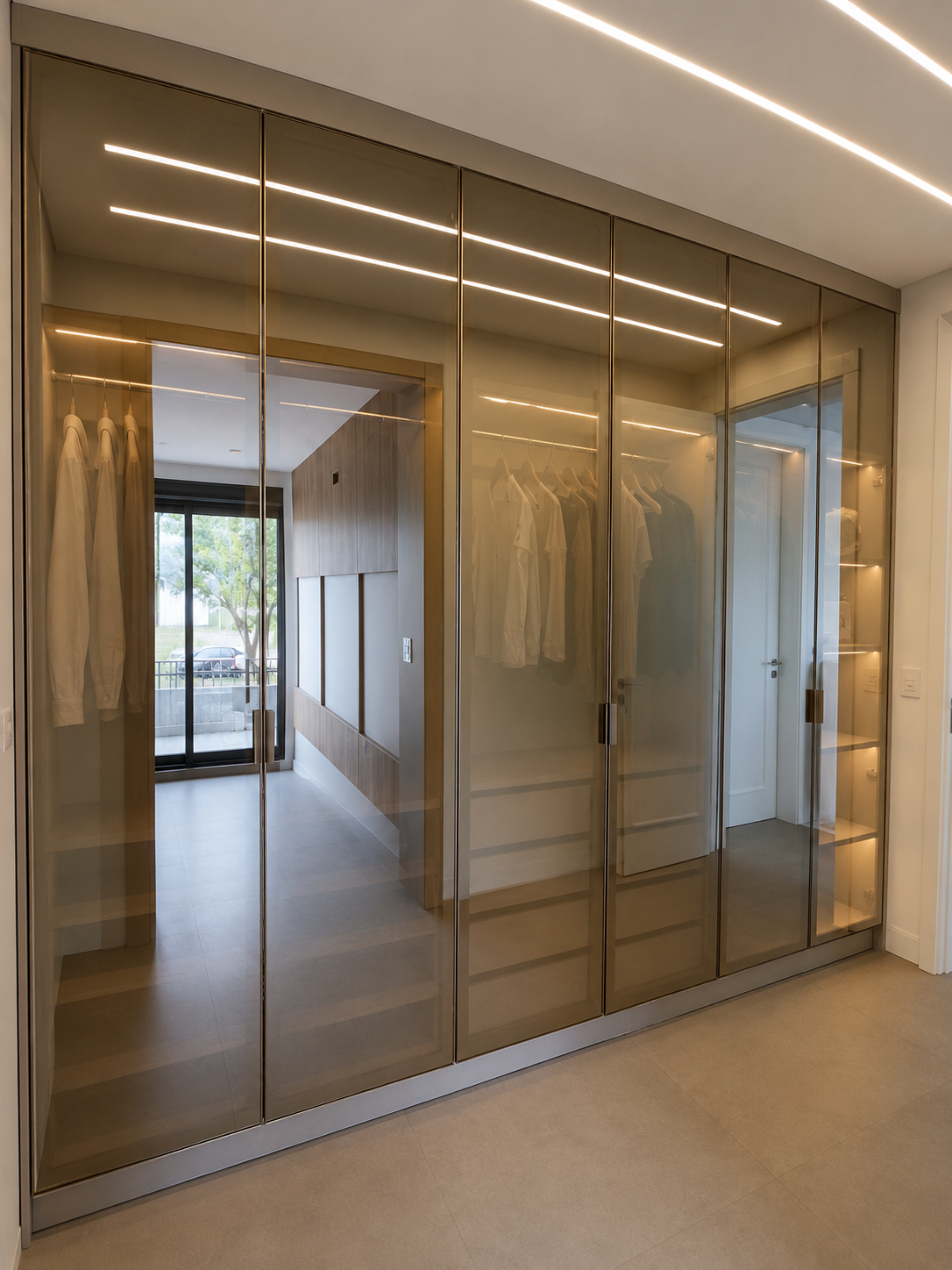 Closet planejado Belotti com espelhos e cabideiro
